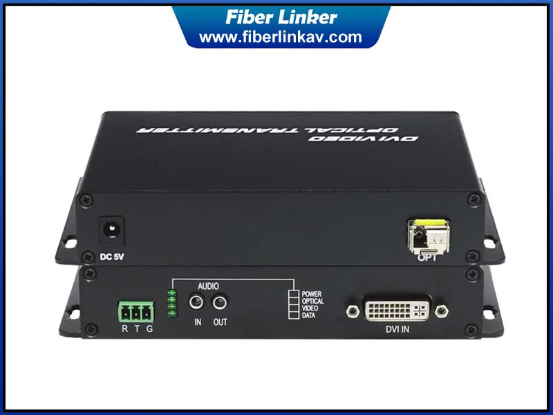 DVI Fiber Converter with bidirectional audio and RS232